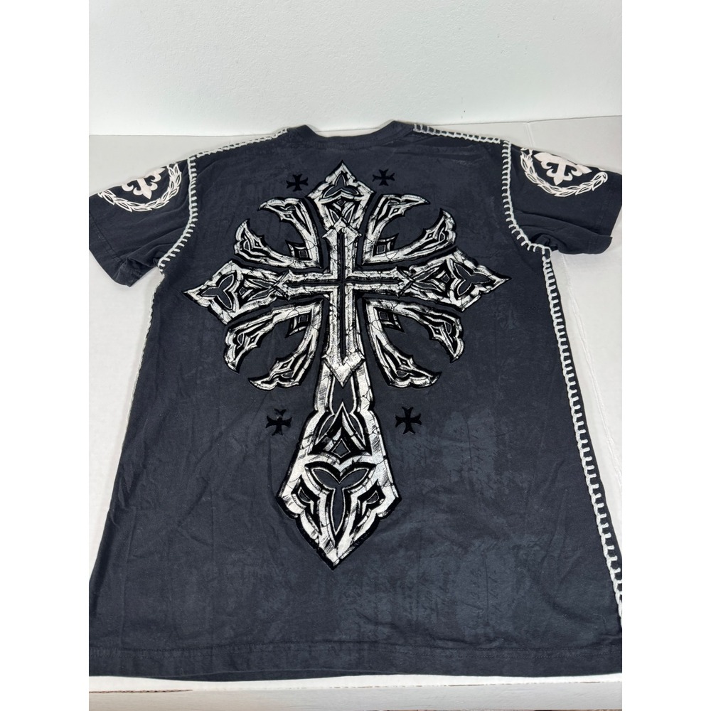 Raw State Mens Large Black Short Sleeve Graphic T Shirt Cross‎ Redemption Print - Picture 4 of 8